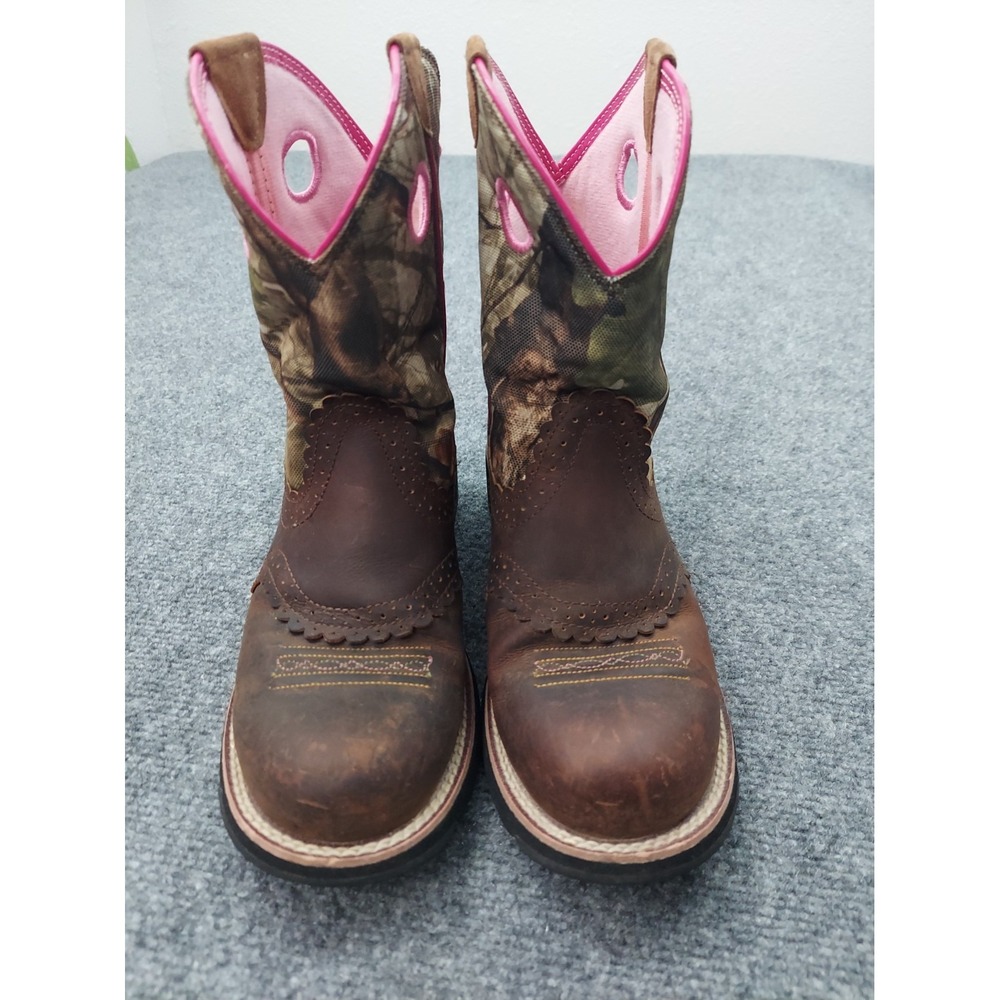 ARIAT Fatbaby Western Boots Womens 8.5B Brown Camo Pink Roper Cowgirl Festival - Picture 2 of 14